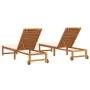 Sun loungers 2 pcs with acacia wood cushions, Cream acacia wood sun lounger with cushions by , Loungers - Ref: Foro24-3333830...