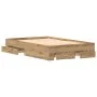 Bed Frame with Drawers in Artisan Oak 120x200 cm made of Crafted Wood by , Beds and slatted bases - Ref: Foro24-3333970, Pric...
