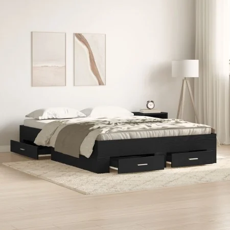 Bed with Drawers Black Oak 135x190 cm Engineered Wood | Foro24.es | Tu tienda online para hogar, jardín y más Foro24.es