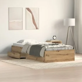Artisan Oak Bed Frame 90x190 cm Crafted Wood