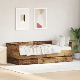 Rustic Trundle Bed of Old Wood Elaborated Wood 90