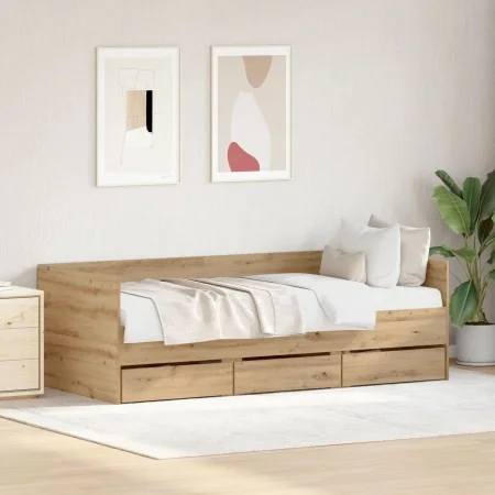 Day Bed Handmade Oak Crafted Wood 90 x 190 cm Durable by , Beds and slatted bases - Ref: Foro24-3333997, Price: 188,89 €, Dis...