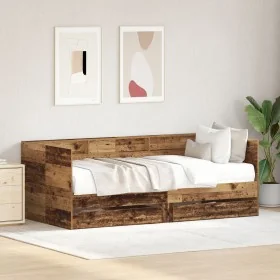 Trundle Bed with Drawer Old Wood Made Wood 75 x