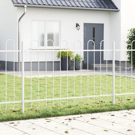 Garden Fence with White Loop Top 3.4x0.8 m Steel | Foro24.es | Tu tienda online para hogar, jardín y más Foro24.es