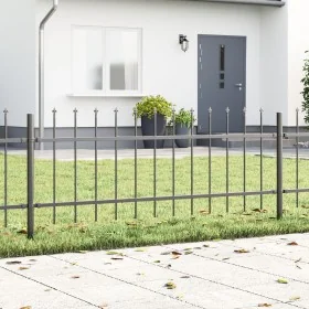 Gartenzaun mit grauer Speerspitze 6,8x0,6 m Stahl