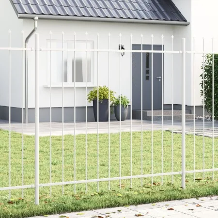 VidaXL Garden Fence with White Spear Tip 6.8x1.5 m Steel | Foro24.es | Tu tienda online para hogar, jardín y más Foro24.es