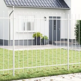 Garden fence with white spearhead 8.5x1.5 m made