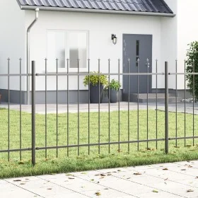 Garden fence with gray speartip 10.2x1 m steel