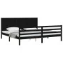 Bed frame with black solid wood headboard 200x200 cm by vidaXL, Beds and slatted bases - Ref: Foro24-3194530, Price: 191,80 €...