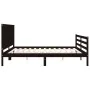 Bed frame with black solid wood headboard 200x200 cm by vidaXL, Beds and slatted bases - Ref: Foro24-3194530, Price: 191,80 €...