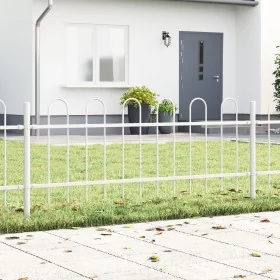 Garden fence with white arch top 13.6x0.6 m made