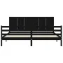 Bed frame with black solid wood headboard 200x200 cm by vidaXL, Beds and slatted bases - Ref: Foro24-3194530, Price: 191,80 €...