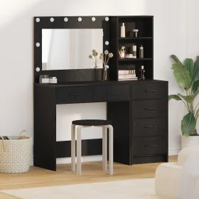 2-piece vanity set with LED in black wood