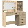 Conjunto de Mesa de Tocador de 2 Piezas con LED de Madera Elaborada en Roble Sonoma de , Tocadores para dormitorios - Ref: Fo...