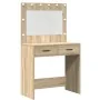 Conjunto de Mesa de Tocador de 2 Piezas con LED de Madera Elaborada en Roble Sonoma de , Tocadores para dormitorios - Ref: Fo...