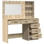 Conjunto de Mesa de Tocador de 2 Piezas con LED de Madera Elaborada en Roble Sonoma de , Tocadores para dormitorios - Ref: Fo...
