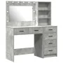 Conjunto de tocador de 2 piezas con LED en gris concreto de madera elaborada de , Tocadores para dormitorios - Ref: Foro24-33...