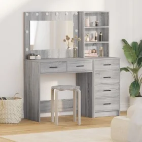 Juego de Mesa de Tocador de 2 Piezas con LED de Madera Elaborada Gris Sonoma de , Tocadores para dormitorios - Ref: Foro24-33...