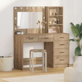 2-piece vanity set with LED in handcrafted oak