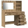 Juego de tocador de 2 piezas con LED de en madera de roble artesanal de , Tocadores para dormitorios - Ref: Foro24-3334199, P...