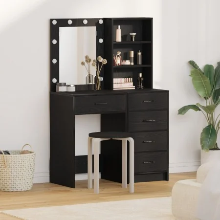 Set de tocador de 2 piezas con LED en madera negra | Foro24.es | Tu tienda online para hogar, jardín y más Foro24.es