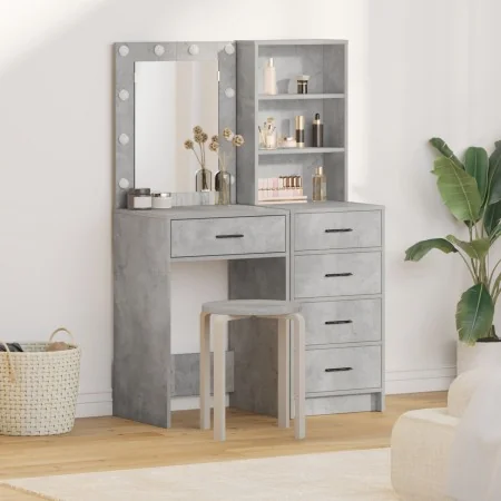 Conjunto de tocador de 2 piezas con LED en gris concreto de madera elaborada | Foro24.es | Tu tienda online para hogar, jardín y más Foro24.es