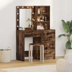 Conjunto de tocador de 2 piezas con LEDs y madera de roble ahumado de , Tocadores para dormitorios - Ref: Foro24-3334204, Pre...