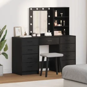 3-Piece Dressing Table Set with Black LED Wood