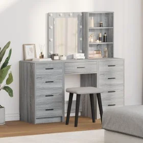 3-Piece Vanity Set with LED Engineered Wood Gray by , Bedroom Dressers - Ref: Foro24-3334223, Price: 254,89 €, Discount: %