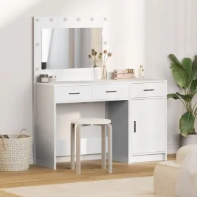 2-piece vanity set with LED in white wood