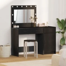 2-piece vanity set with LED in black wood