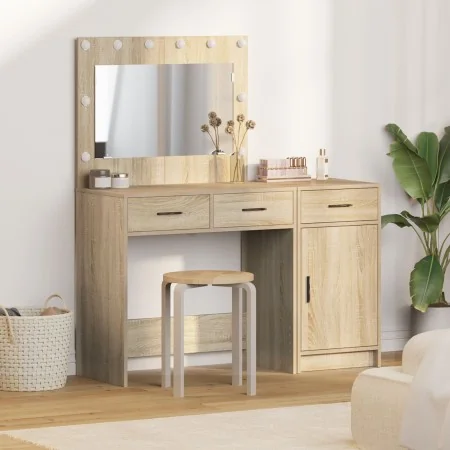 Conjunto de tocador de 2 piezas con LED en madera de ingeniería de roble Sonoma | Foro24.es | Tu tienda online para hogar, jardín y más Foro24.es