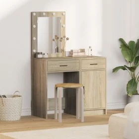 2-piece dressing table set with LED in Sonoma oak