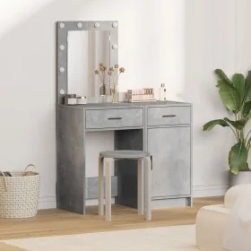 2-piece makeup table set with LED in concrete