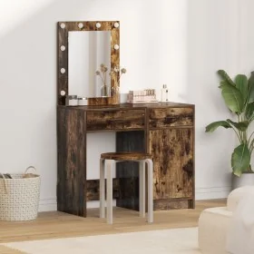 2-piece vanity set with LED in smoked oak wood