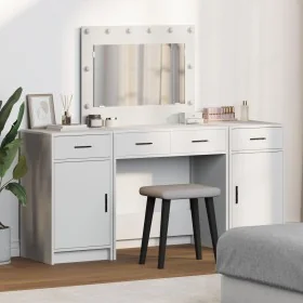 3-Piece Dressing Table Set with LED, White