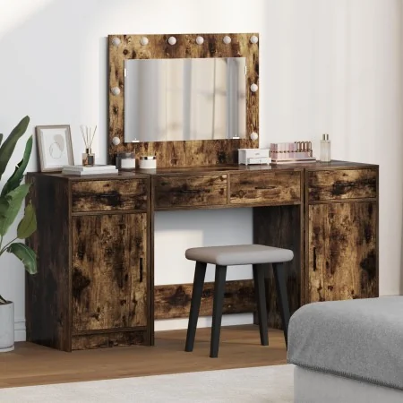 Conjunto de tocador de 3 piezas con LED en madera de roble ahumada | Foro24.es | Tu tienda online para hogar, jardín y más Foro24.es