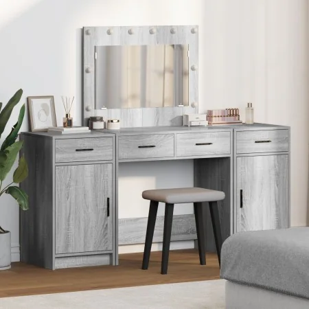 Juego de Tocador de 3 Piezas con LED Madera Elaborada Gris Sonoma | Foro24.es | Tu tienda online para hogar, jardín y más Foro24.es