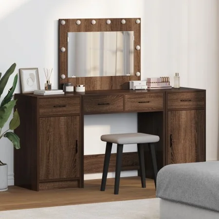 Conjunto de tocador de 3 piezas con LED en madera de roble negro de , Tocadores para dormitorios - Ref: Foro24-3334251, Preci...