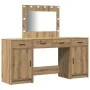 3-Piece Makeup Table Set with LED Wood Made of Artisan Oak | Foro24.es | Tu tienda online para hogar, jardín y más Foro24.es