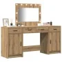 3-Piece Makeup Table Set with LED Wood Made of Artisan Oak | Foro24.es | Tu tienda online para hogar, jardín y más Foro24.es