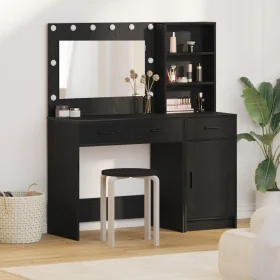 Conjunto de tocador de 2 piezas con LED en madera negra de , Tocadores para dormitorios - Ref: Foro24-3334264, Precio: 196,82...