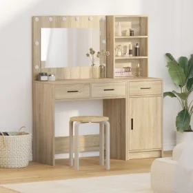 Conjunto de tocador de 2 piezas con LED en madera
