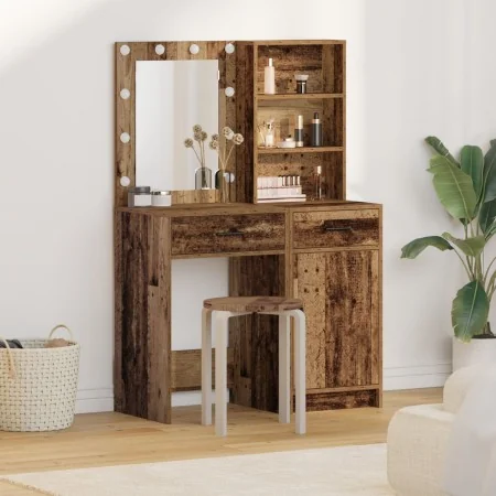 Conjunto de tocador de 2 piezas con LED en madera envejecida by , Bedroom Dressers - Ref: Foro24-3334279, Price: 160,35 €, Di...