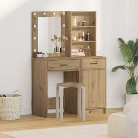 Conjunto de tocador de 2 piezas con LED en madera