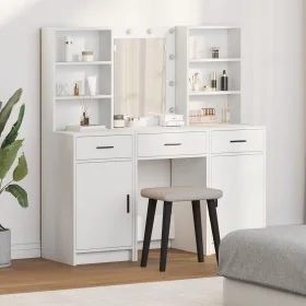 Conjunto de Tocador de 3 Piezas en MDF Blanco