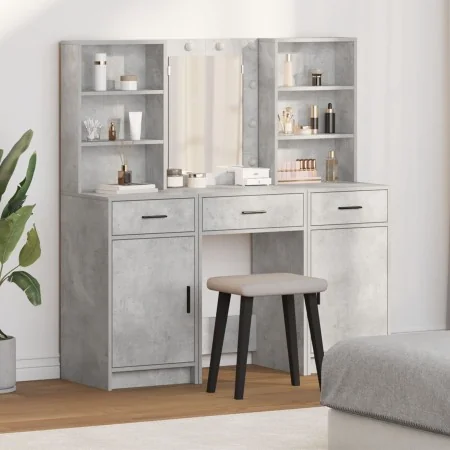 Conjunto de tocador de 3 piezas en gris concreto y madera ingenierizada | Foro24.es | Tu tienda online para hogar, jardín y más Foro24.es
