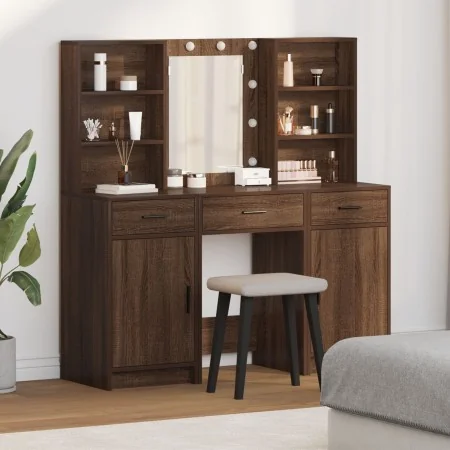 Conjunto de tocador de 3 piezas en madera de roble marrón | Foro24.es | Tu tienda online para hogar, jardín y más Foro24.es