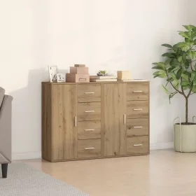Buffet Set de 2 Roble artesanal MDF, Tablero de