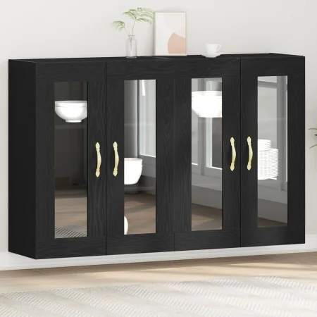 Gabinete Montado en la Pared Set de 2 Roble Negro Madera, Vidrio von , Sideboards - Ref: Foro24-3334319, Preis: 194,29 €, Rab...
